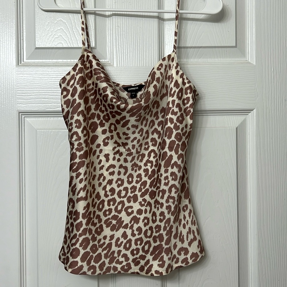 Express leopard silk tank